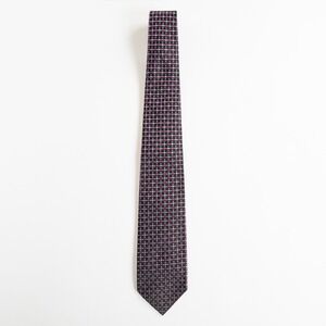 Geoffrey‎ Beene Silk Tie Black Pink Purple Polka Dot Pattern 100% Silk